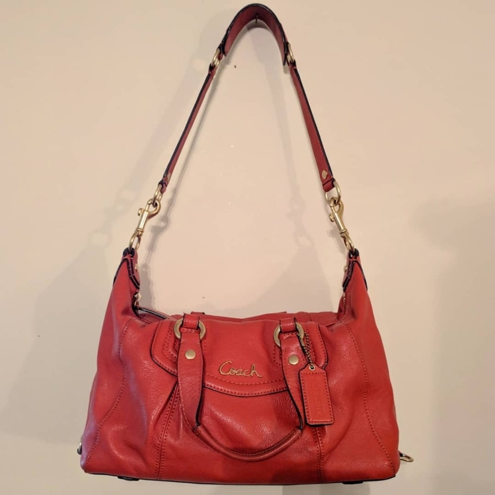 COACH Ashley satchel orange with strap purse F19247